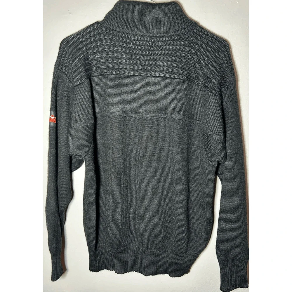 Vintage Men’s Obermeyer Sport Stefan Ski Sweater 1/4 Zip Wool Blend Black Sz S